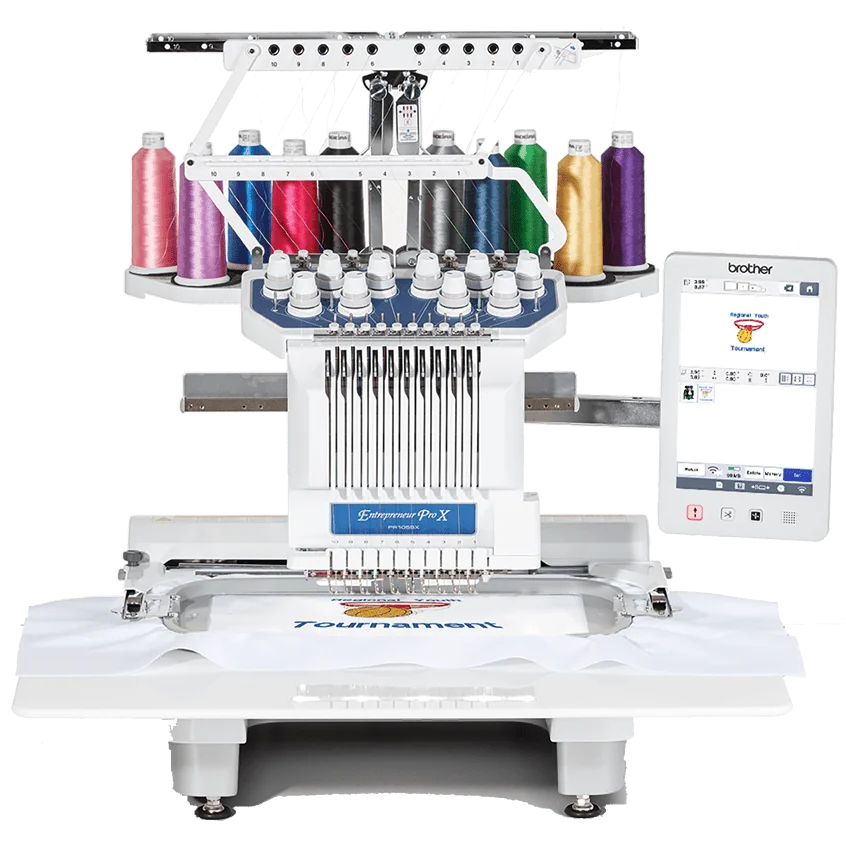 Máquina de bordar Brother PR1055X — 1 cabeça, 10 agulhas, 360 × 200 mm
